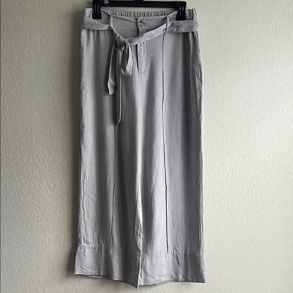 Like New! Joie Linen Blend Gray Drawstring Wide Leg Pants in Size M